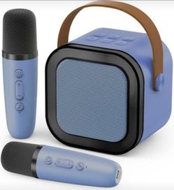 Kids Mini Karaoke Machine Bluetooth Speaker 2 Wireless Microphone NEW