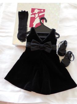 American Girl Doll Black Velvet Dress Outfit Set