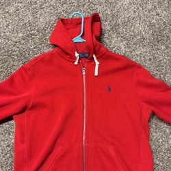 Red Polo Zip Up Hoodie 