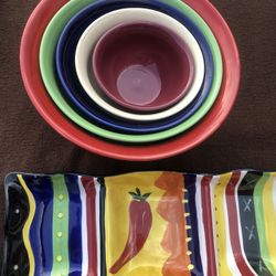 Gibson Fiesta Bowls & Sectioned Toppings Platter 