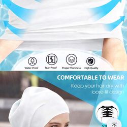 New White Silicone Swimming/Shower Cap