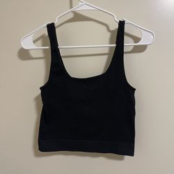 Faded Rose Essentials Women’s Black Sleeveless Cropped Tank Top (Size M)