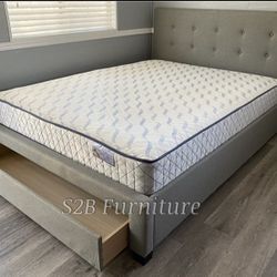 Queen Grey Platform Bed With Ortho Mattress Included!!