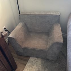 Kids Fold-Out Lounger Chair, Gray, Lounge & Co