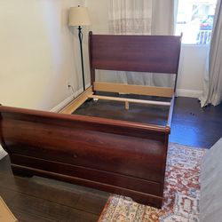 Full Size Bed Frame With Wall  With Mattress