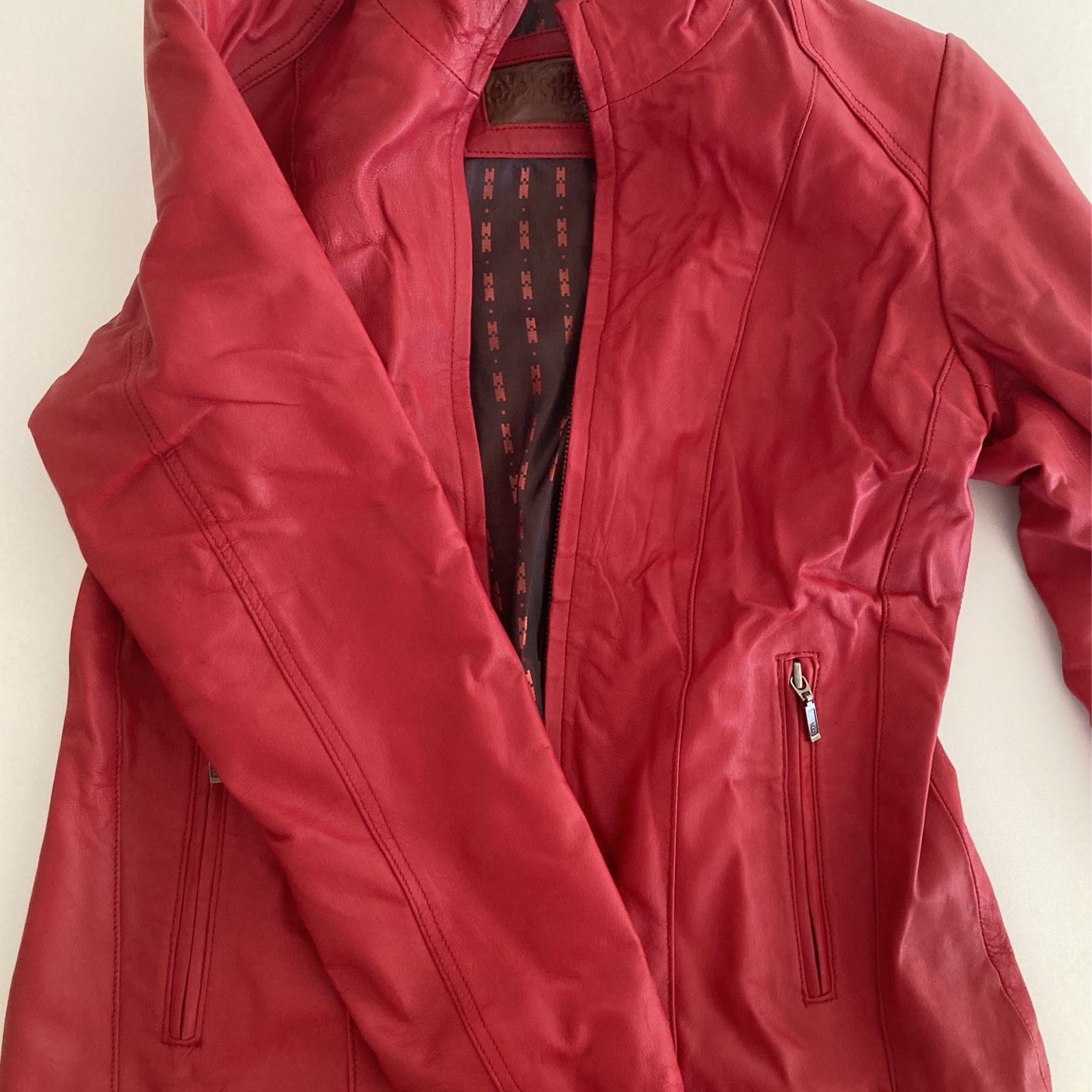 Alishbah Red Leather Jacket