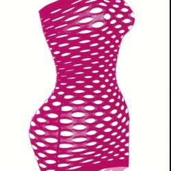 Pink Lingerie Dress for Women : Sexy Lace-up Corset with Holes, Polyamide and Elastane Blend, Adult Size , one Fits all , Panty, Ripped Fishnet