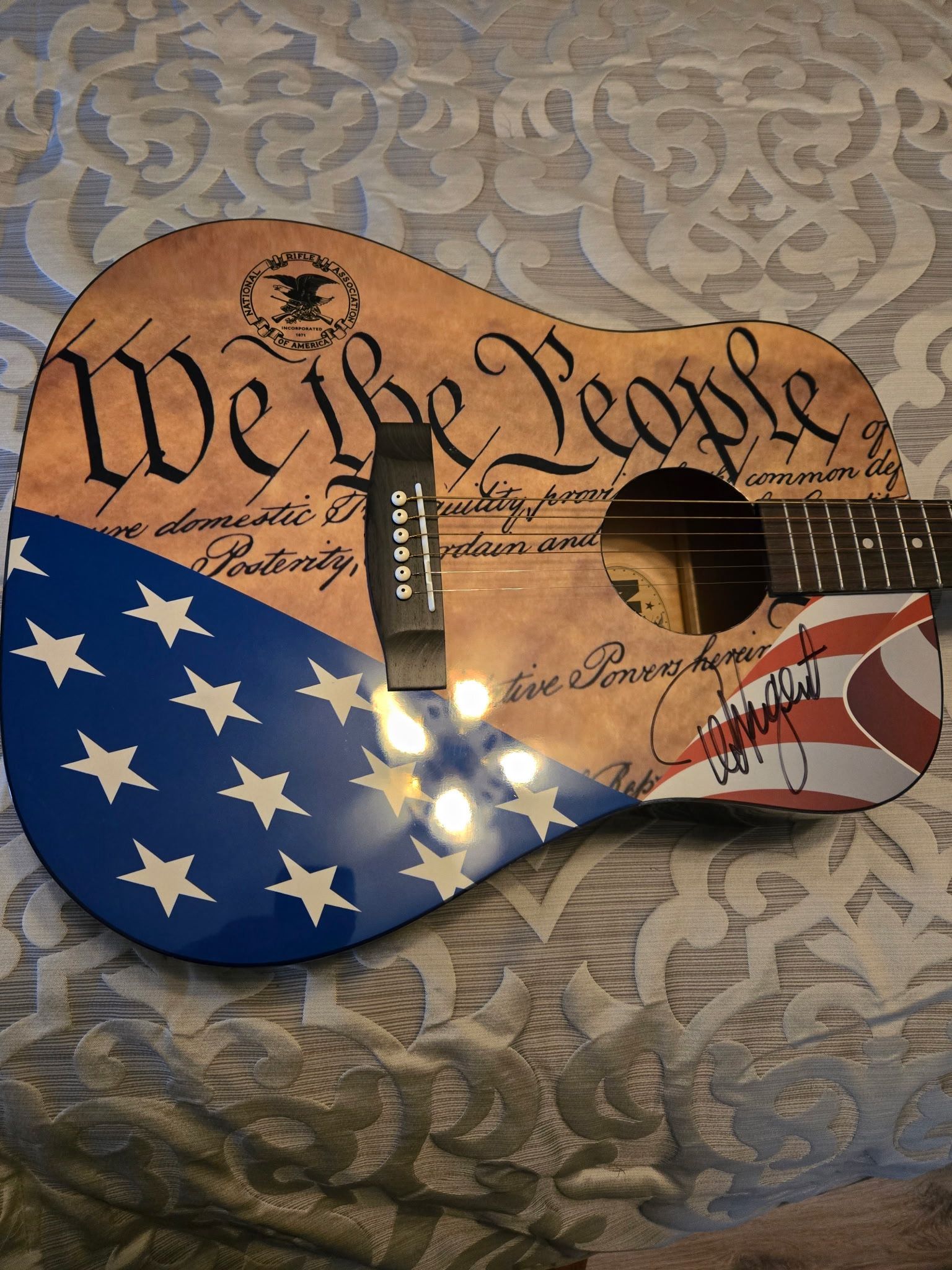 TED NUGENT NRA SIGNED ACOUSTIC GUITAR