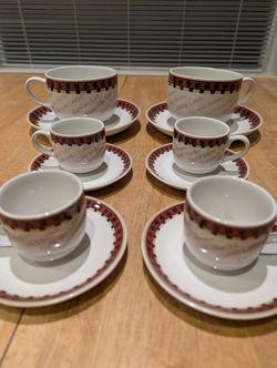 Crown Stoneware Cups and Saucers