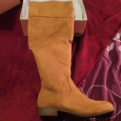 Brand New, Over-the-Knee Wide Calf Camel Boots. Size 9