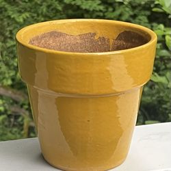 7 Inch Yellow Ceramic Terra Cotta Flower Pot Planter Outdoor Indoor