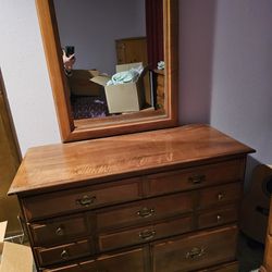 Early American Dresser With Mirror