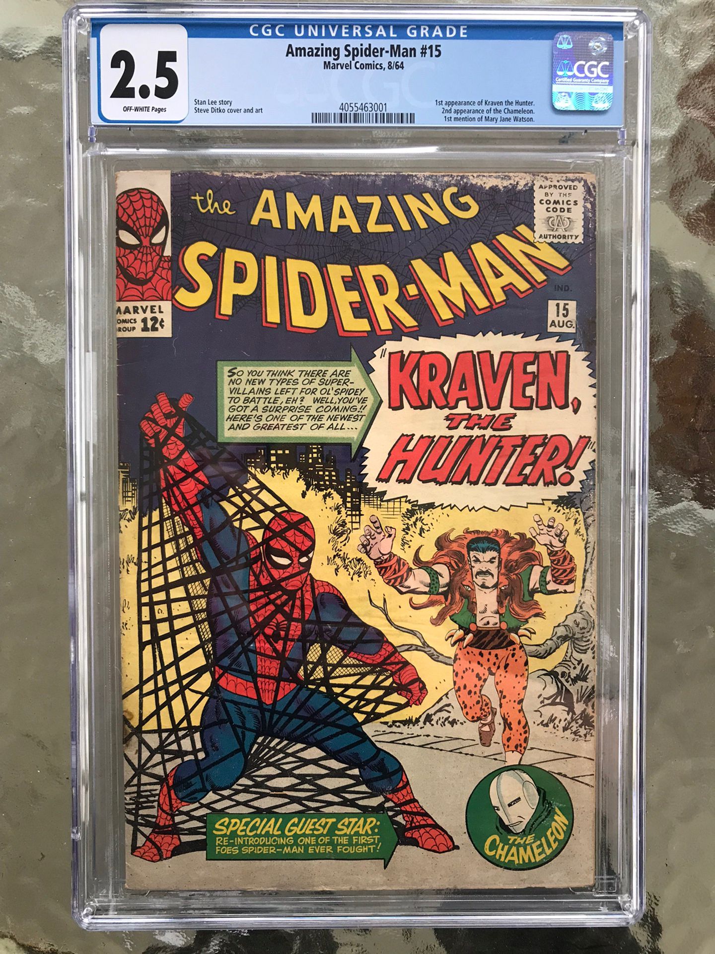 Amazing Spider-Man #15 (1964) CGC 2.5 — 1st Kraven, 2nd Chameleon & MJ Mention