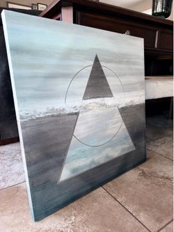 Modern, ethereal canvas painting with silver accents