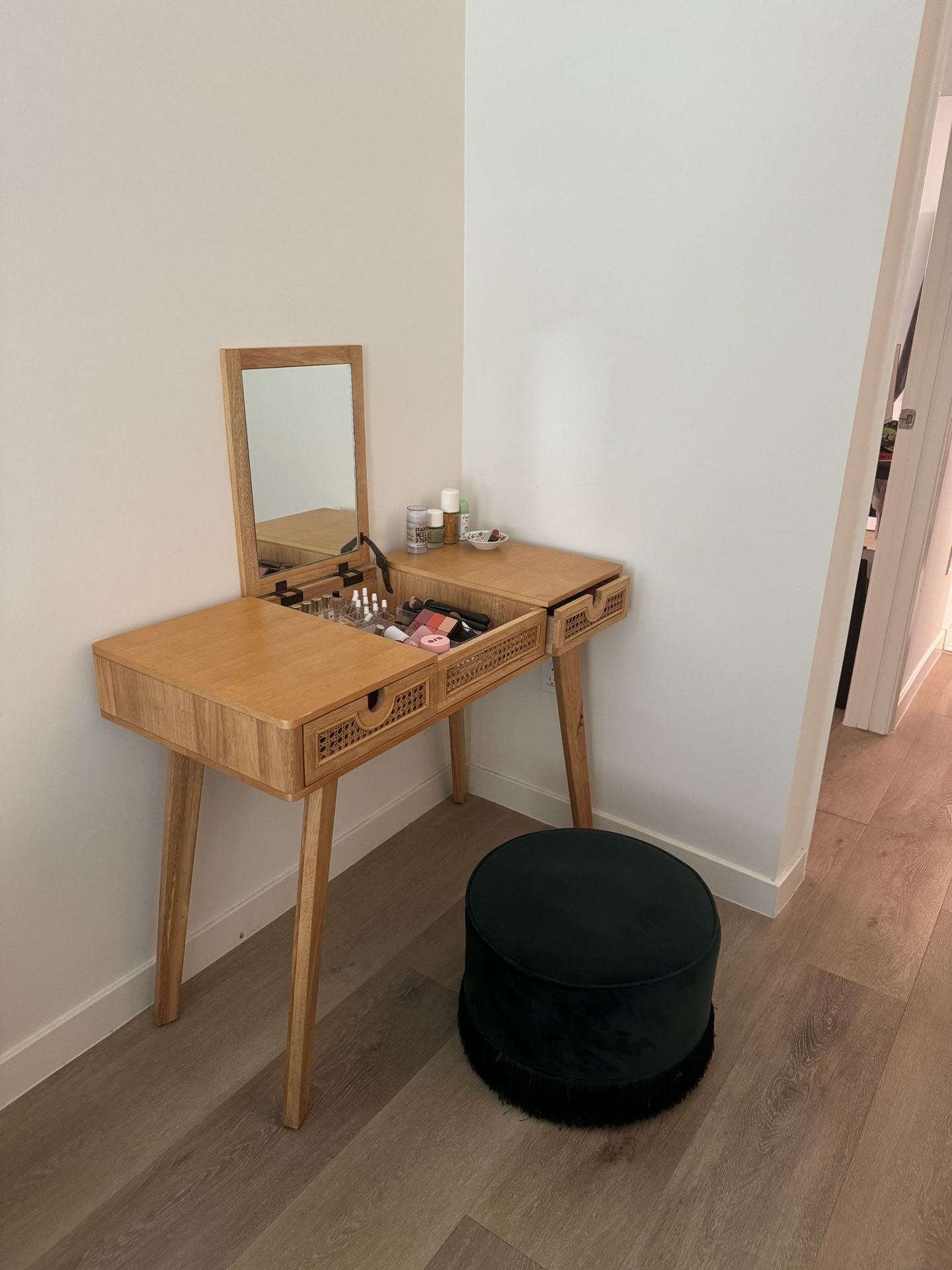 Wooden Rattan Vanity (Urban Outfitters Marte Collection)