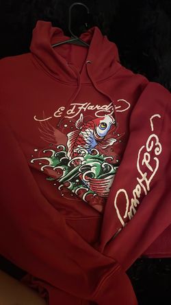 Ed Hardy Koi Fish Graphic Hoodie Red