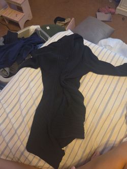 Black Ribbed Long Sleeve Mini Dress