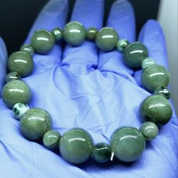 Burmese icy type A jadeite jade Bracelet.
