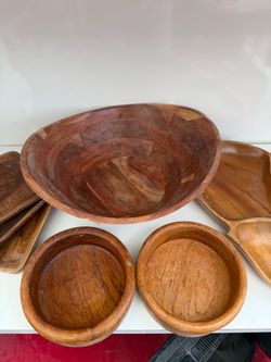 Wooden Salad Bowl Set with Serving Pieces
