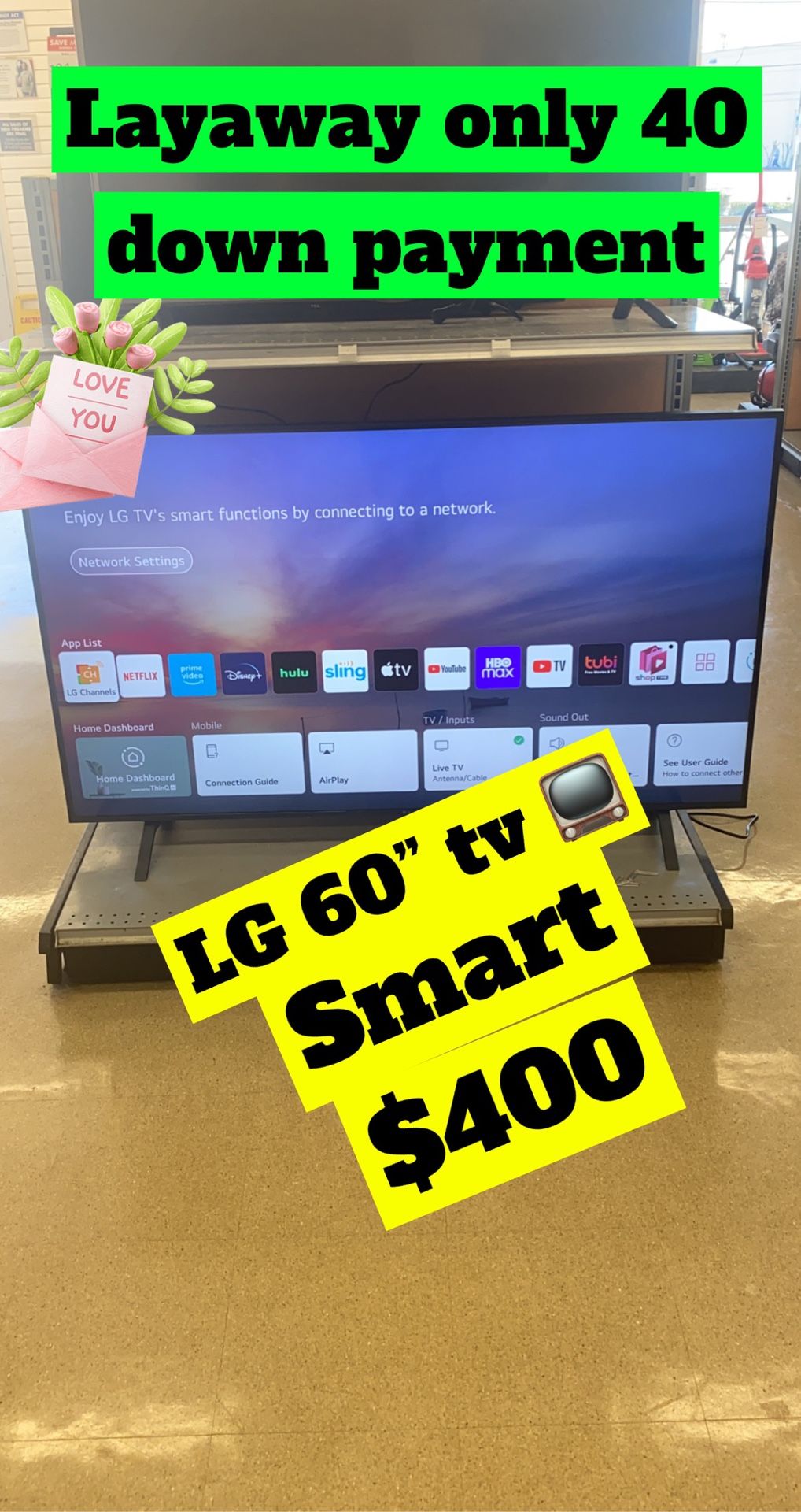 Lg Smart Tv 60” With Remote !!! ( Layaway Can Be Down Inside Store ) $400