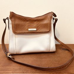 Liz Claiborne Brown And White Faux Leather Purse