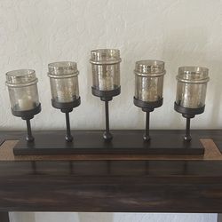 Large metal and glass candle holder