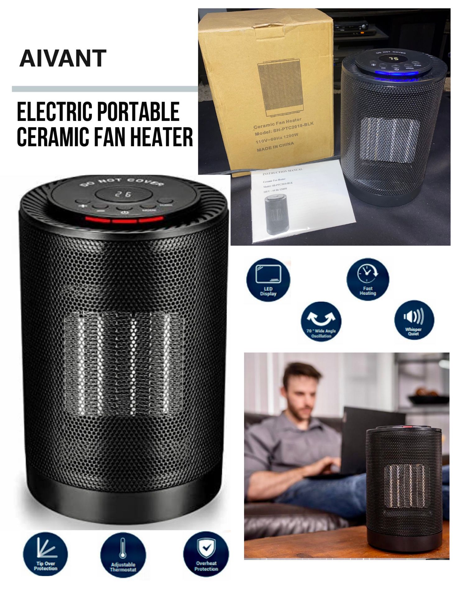 Brand New Black Electric Portable Space Heater 