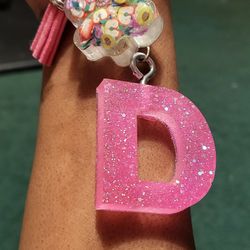 Keychain Cat Pawn Pink Letter D