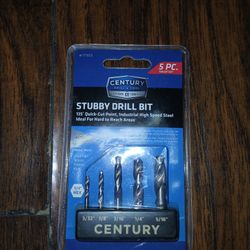 CENTURY 5PC STUBBY DRILL BIT NEW 