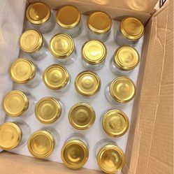 Glass Jars, 40 PACK 150ml Clear Yogurt Jars With Gold Lids, Glass Pudding Jars Yogurt Jars Ideal for Jam, Honey, Wedding Favors, Shower Favors(150ml) 