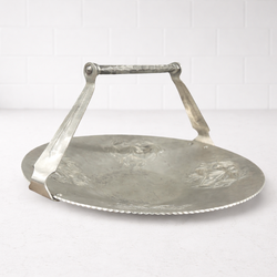 Forged Italy Hammered Aluminum Serving Tray Bowl 10” w Handle