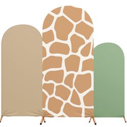 RimCereal Safari Party Arch Backdrop Cover Set of 3 Khaki Arch Covers Spandex Stretch Giraffe Backdrop Stand 4ft, 5ft, 6ft for Wedding Birthday Banque
