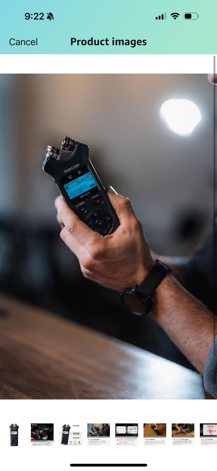 Tascam DR 07X Stereo Handheld Digital Audio Portable Recorder and USB Audio Interface, Pro Field, AV, Music, Dictation Recorder
