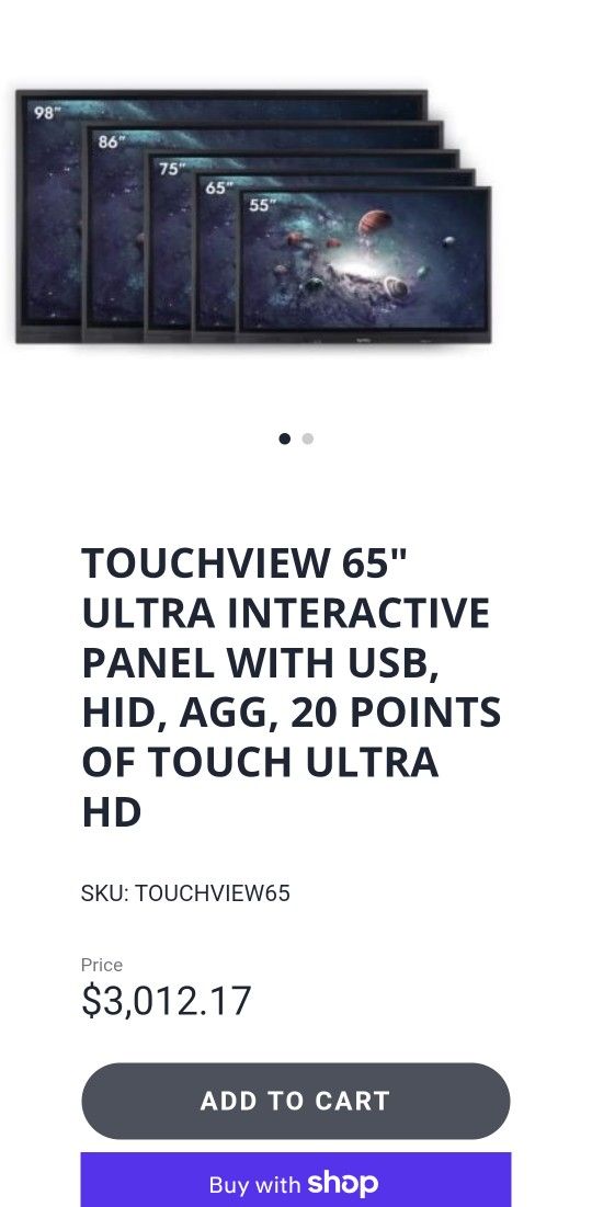TOUCHVIEW INTERACTIVE 65IN 4K UHD INTERACTIVE PANEL