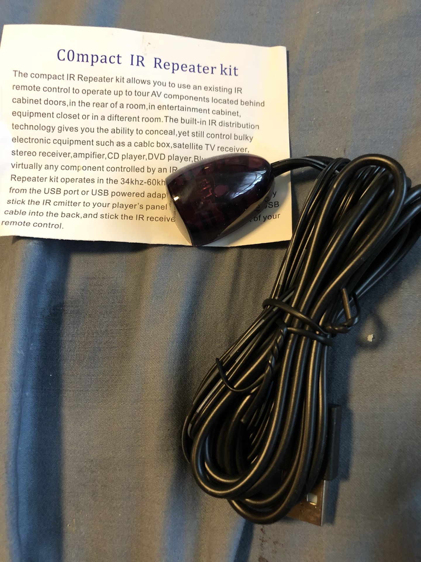 IR receiver allows you to connect multiple devices with 1 remote, BRAND NEW!