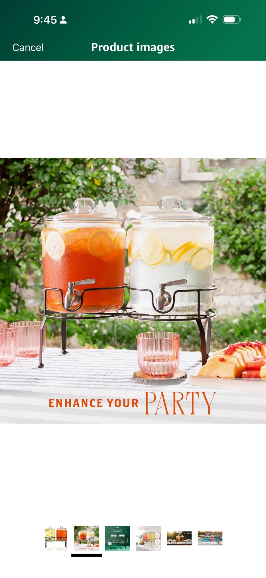 Estilo Glass Drink Dispenser for Parties - Set of 2-1 Gallon Halloween Drink Dispenser with Stand, Glass Water Dispenser Countertop for Weddings, Sun 