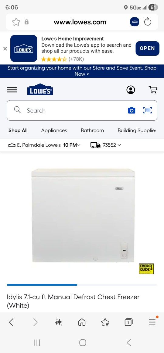 Idylis 7.1 Cu Freezer (White)