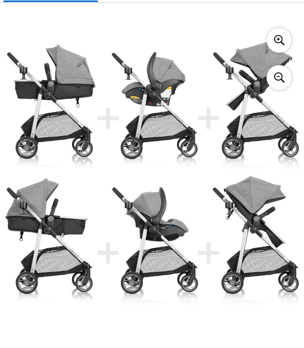 Evenflo Omni Plus Modular Travel System with LiteMax Sport Infant Car Seat, Mylar Gray