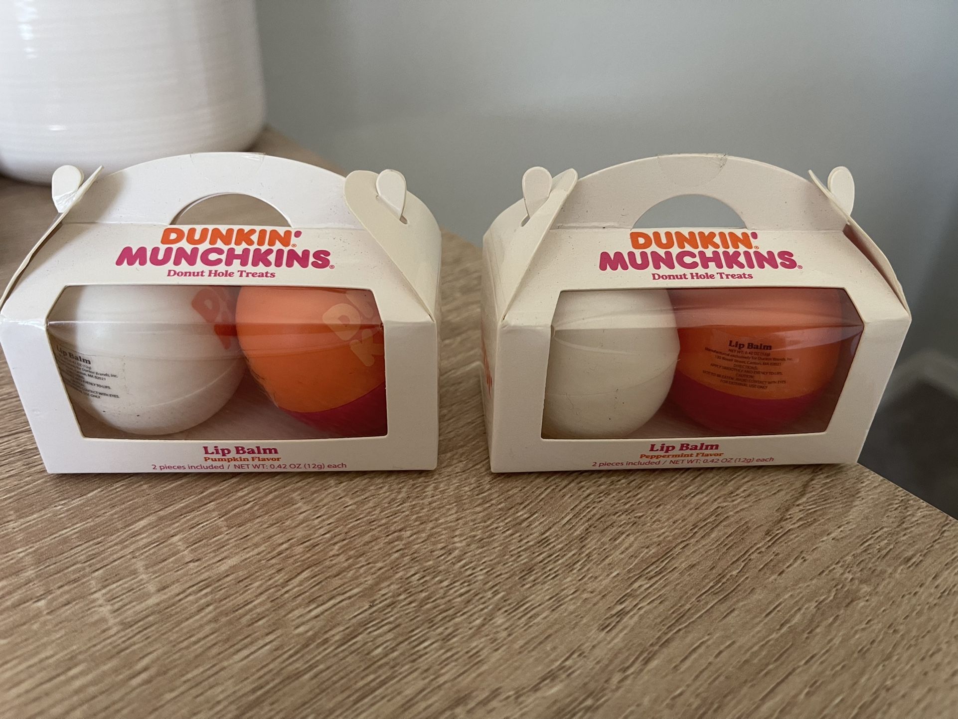 (2) Sets Of Dunkin Donuts Munchkins Lip Balm