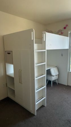 Loft bed, white with frame/with desk