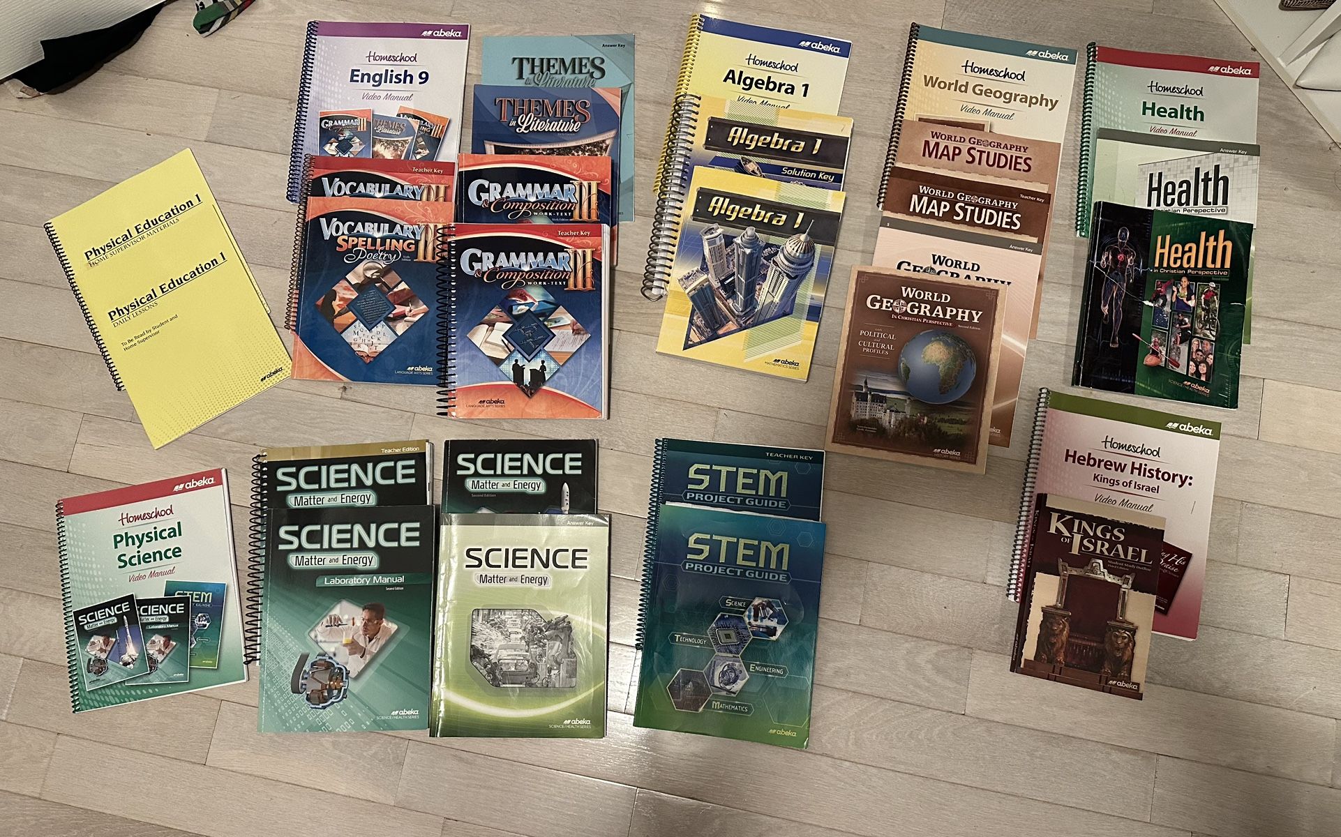 Abeka 9th Grade Full Year Books, Answer Key & Teacher manual/video Manual