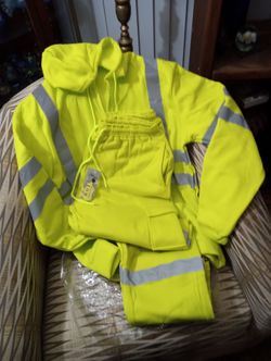 Hi-Vis Yellow Reflective Hoodie and Jogger Set