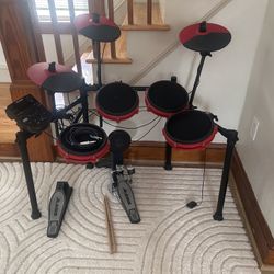 Red And Black Alesis Drum Set