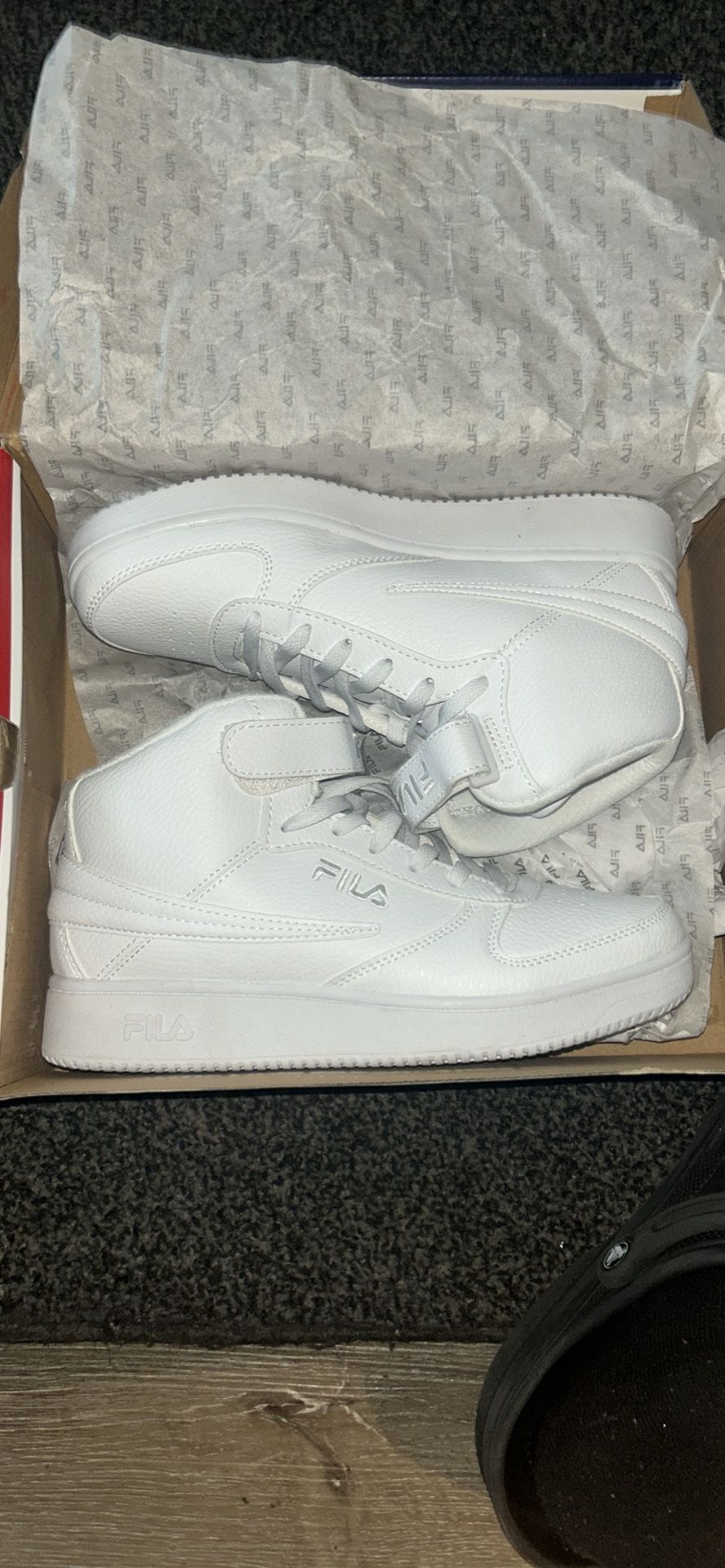 FILA White White A-High Faux Leather Shoes Men Sneakers