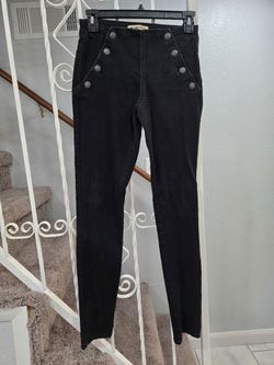 Blue Spice Black Skinny Jeans with Silver Buttons