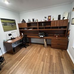 Executive Desk With Shelving Unit.   