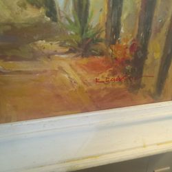 36 X 36 Framed Oil On Canvas Beach Scene