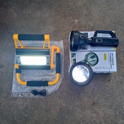   Brand New Rechargeable 1500 lumen  Work Light 60$  High Powered Spot Lights 25$ A piece Or All 3  100$