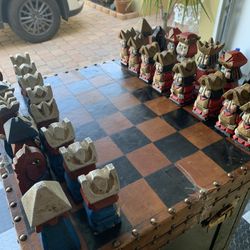 Hand Carved Wood Chess Set 