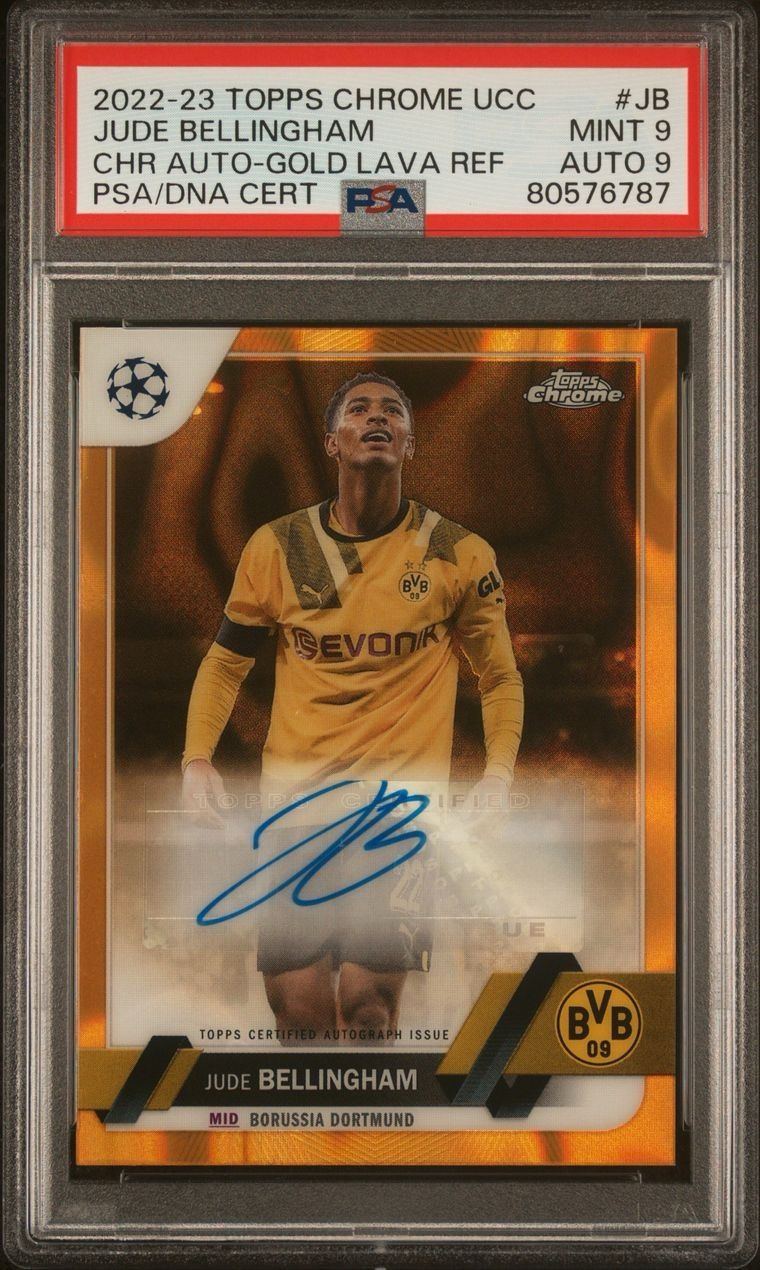 2022 Topps Chrome UCC Jude Bellingham Auto Gold Lava Refractor PSA 9